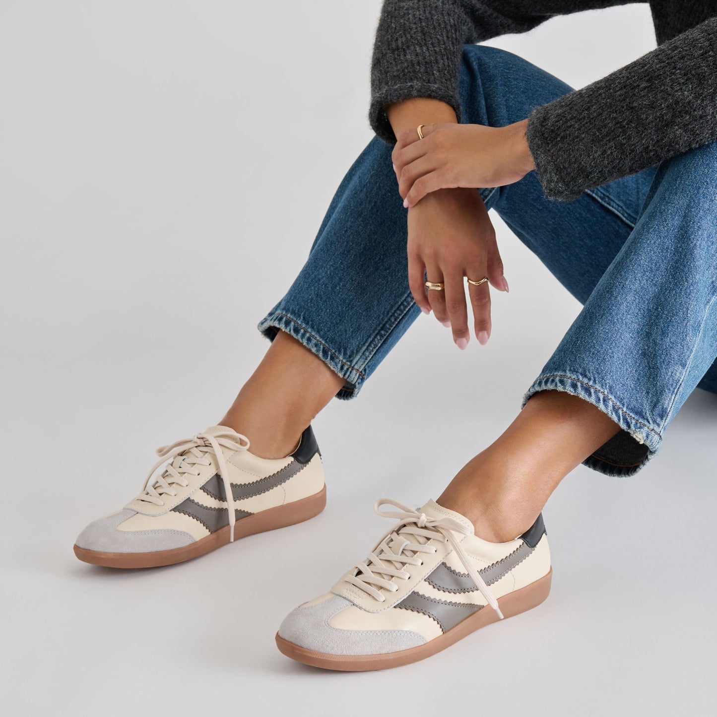 Merit White Grey Leather Sneakers Dolce Vita