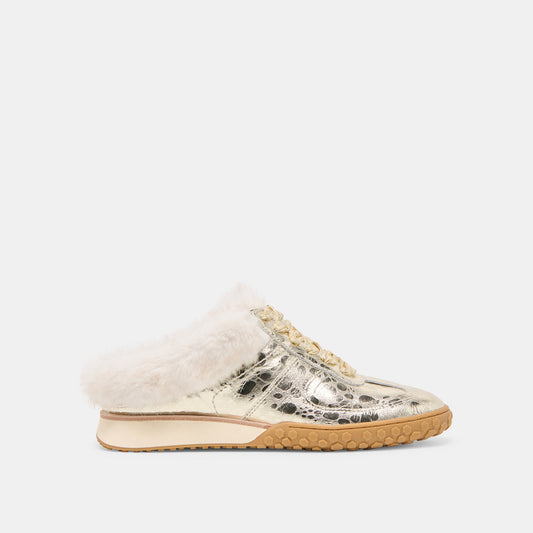 Izzey Plush Platinum Leather Sneakers Dolce Vita
