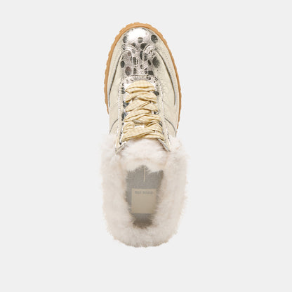Izzey Plush Platinum Leather Sneakers Dolce Vita
