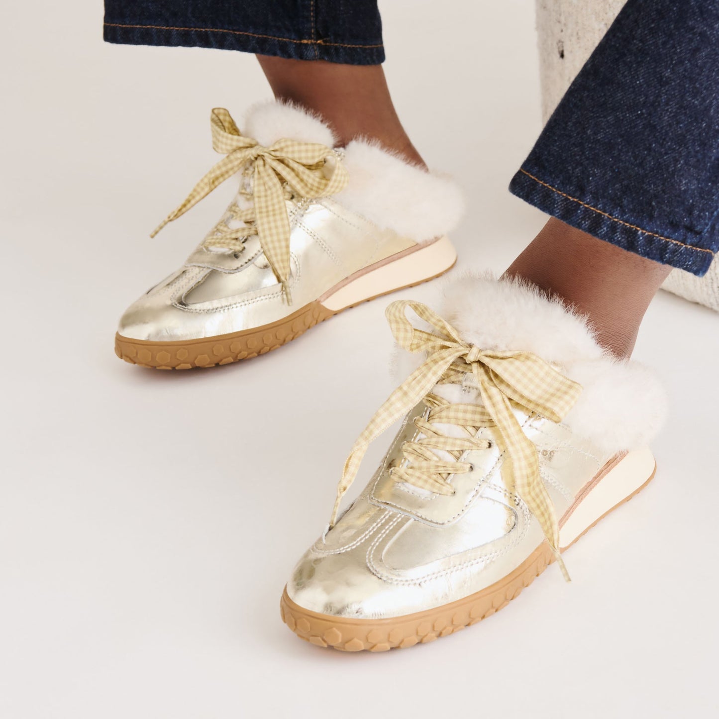 Izzey Plush Platinum Leather Sneakers Dolce Vita