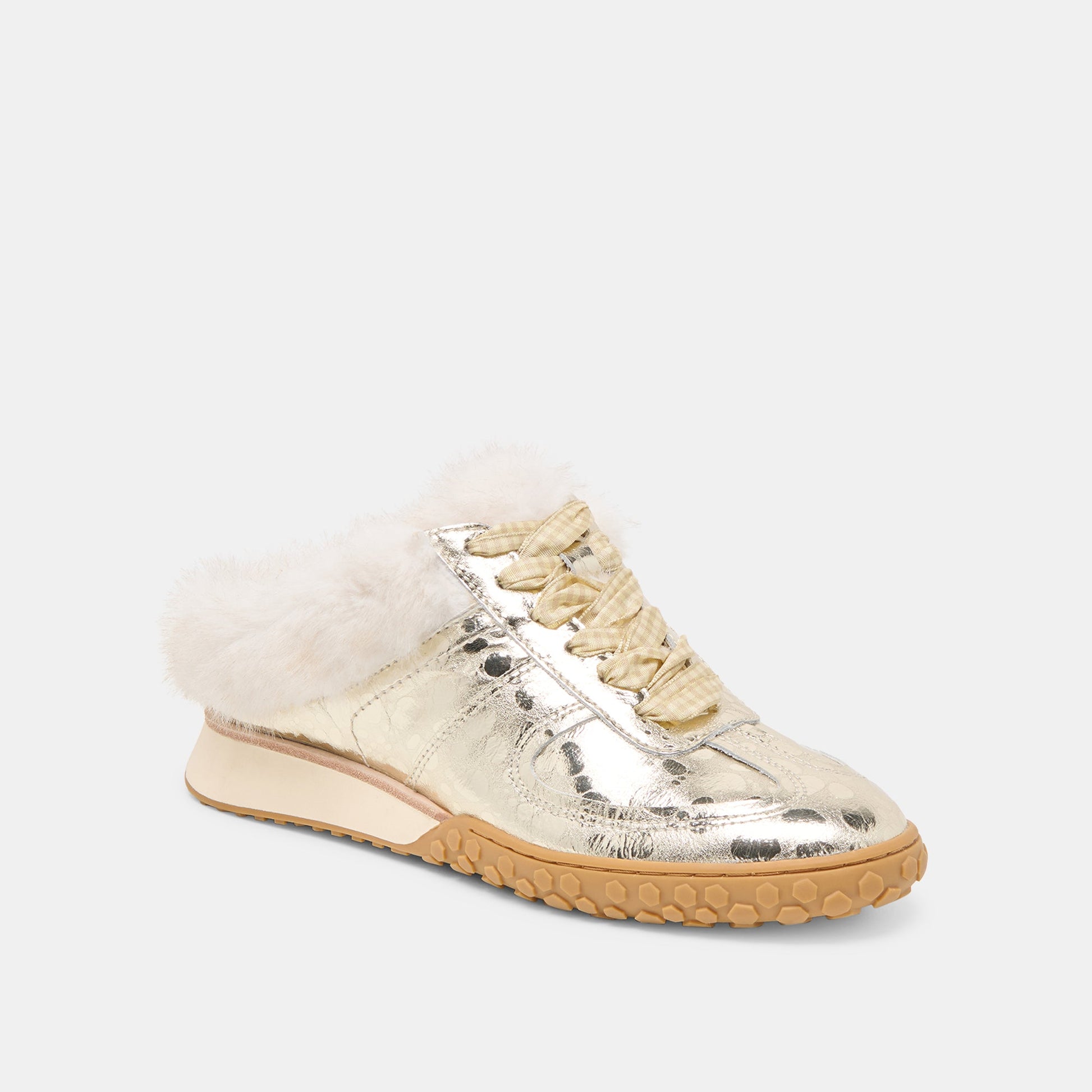 Izzey Plush Platinum Leather Sneakers Dolce Vita