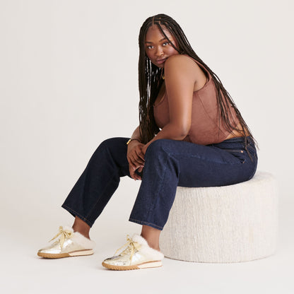 Izzey Plush Platinum Leather Sneakers Dolce Vita