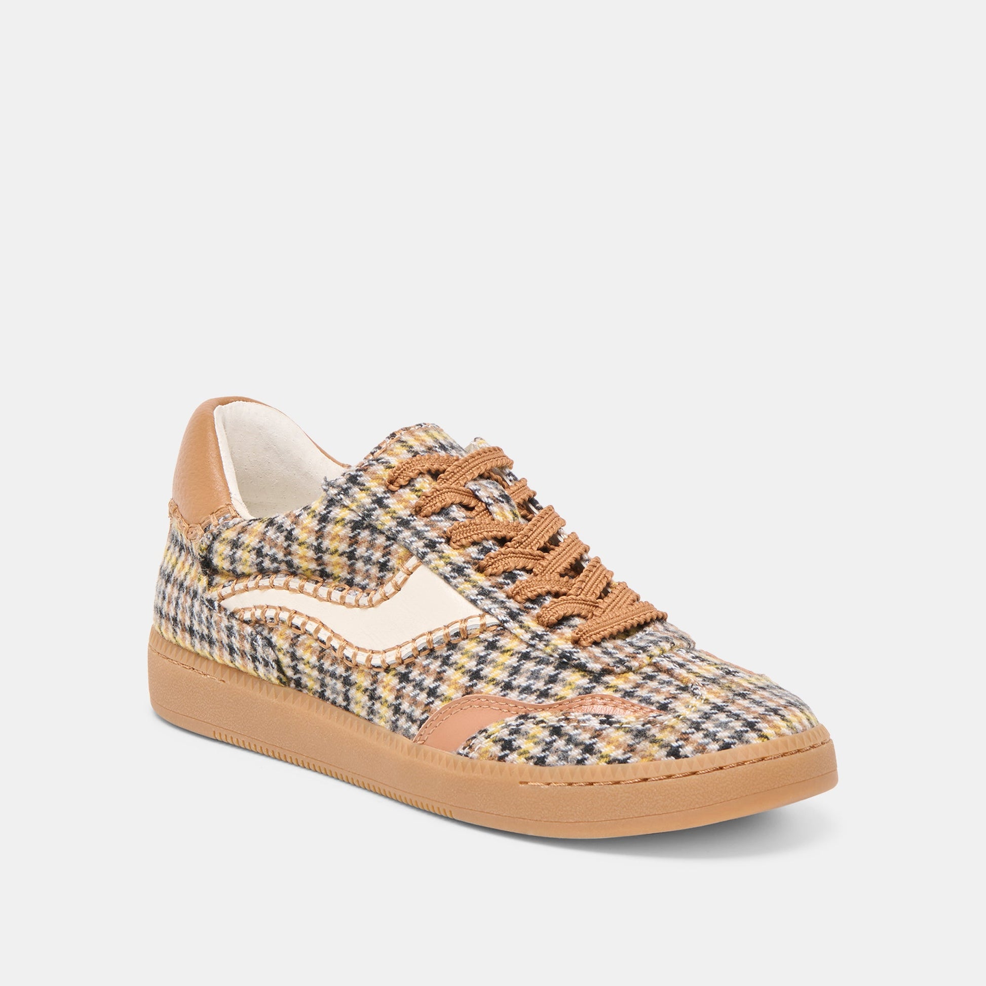 Notice Stitch Yellow Plaid Tweed Sneakers Dolce Vita