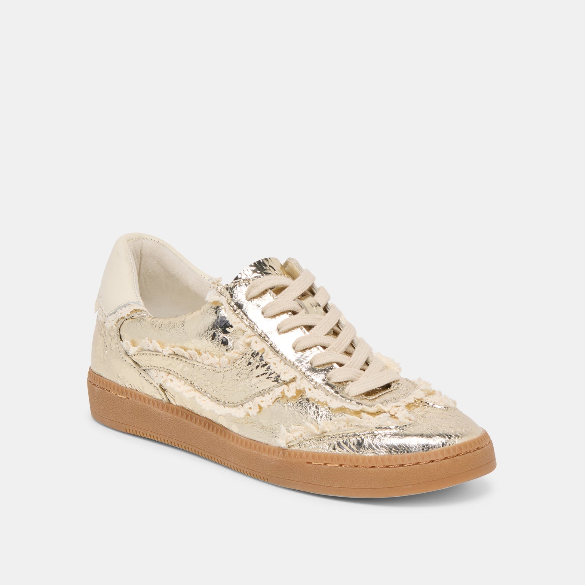 Notice Lace Platinum Distressed Leather Sneakers Dolce Vita