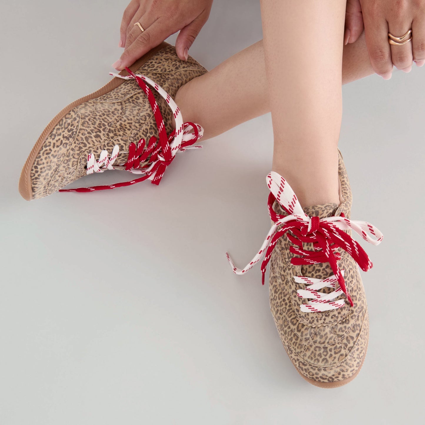 Laini Tan Leopard Printed Suede Sneakers Dolce Vita
