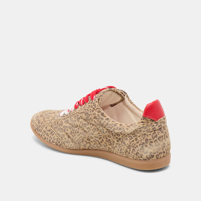 Laini Tan Leopard Printed Suede Sneakers Dolce Vita