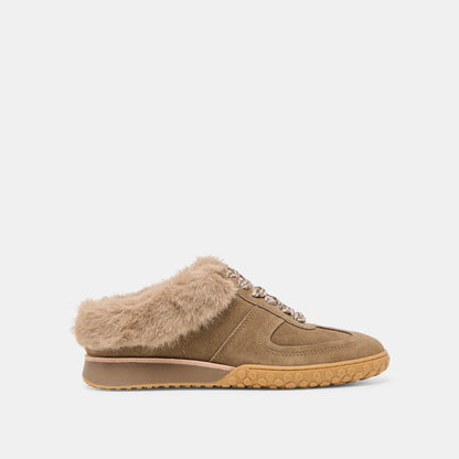 Izzey Plush Olive Suede Sneakers Dolce Vita