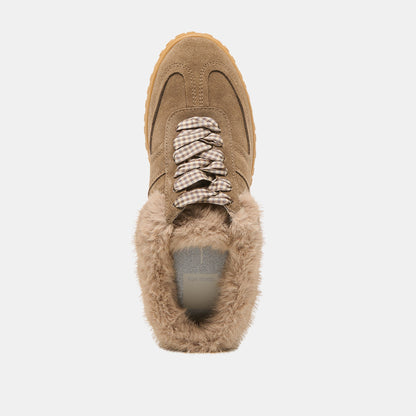 Izzey Plush Olive Suede Sneakers Dolce Vita