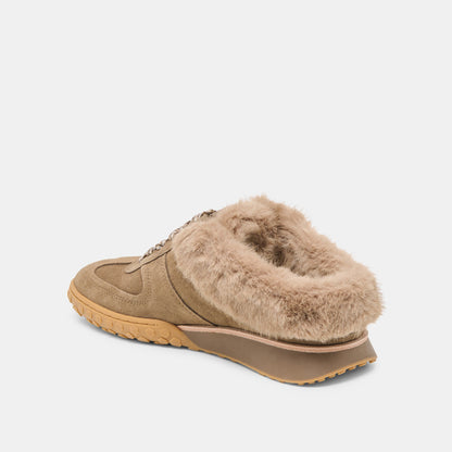 Izzey Plush Olive Suede Sneakers Dolce Vita