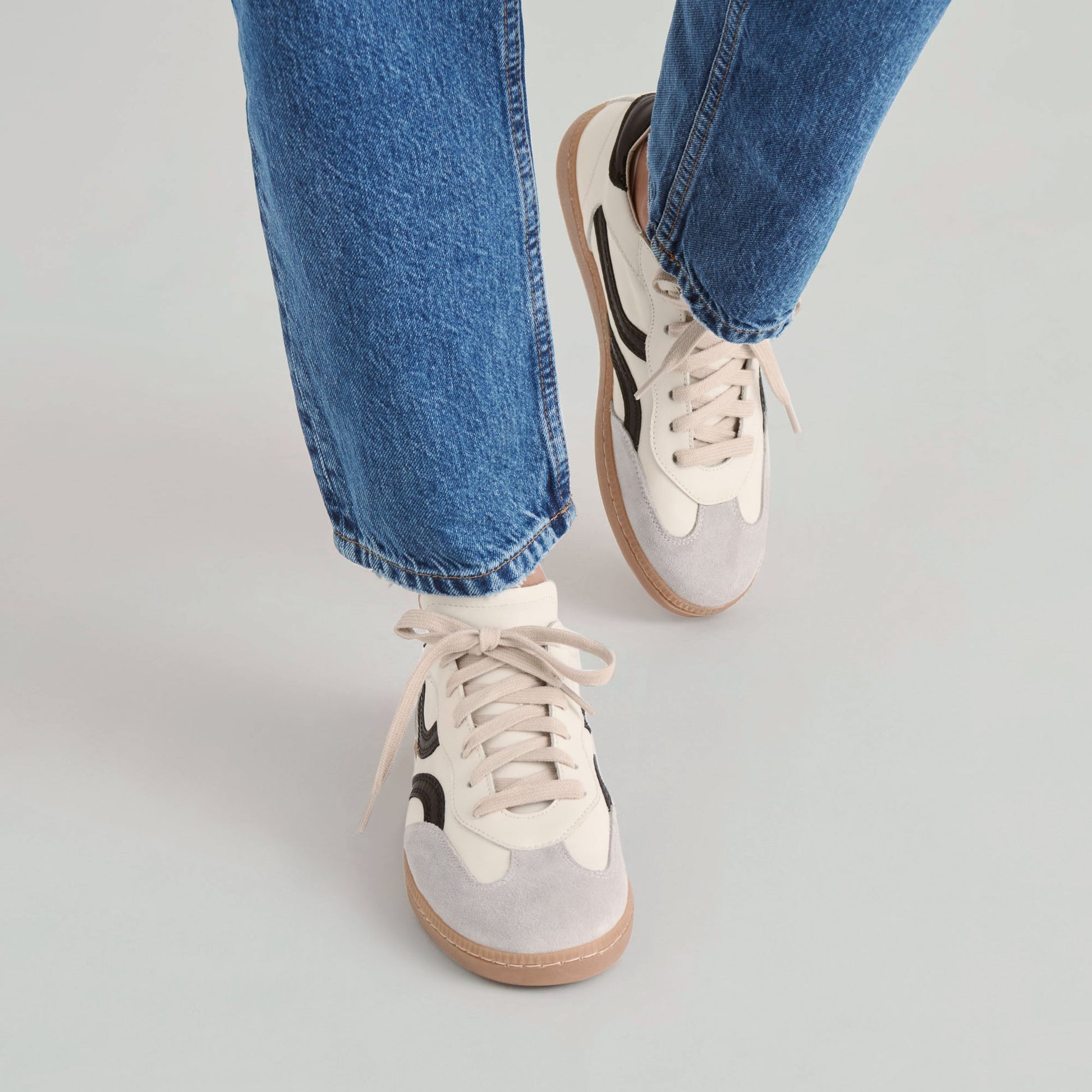 Rebel White Black Leather Sneakers Dolce Vita
