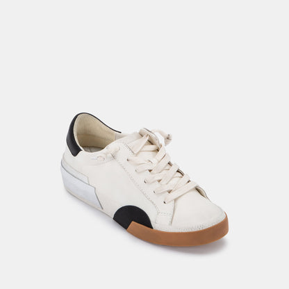 Zina Wide Sneakers White Black Leather Dolce Vita