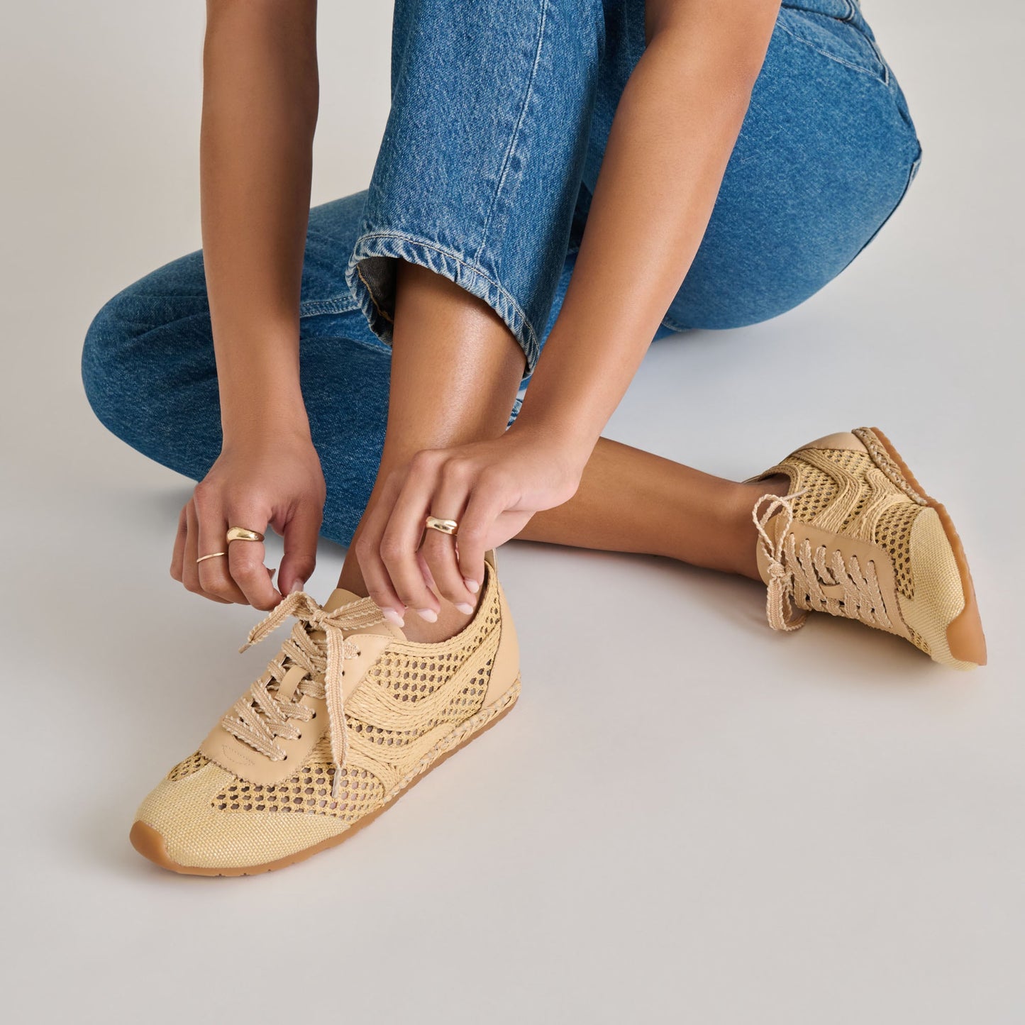 Dream Lt Natural Woven Raffia Sneakers Dolce Vita
