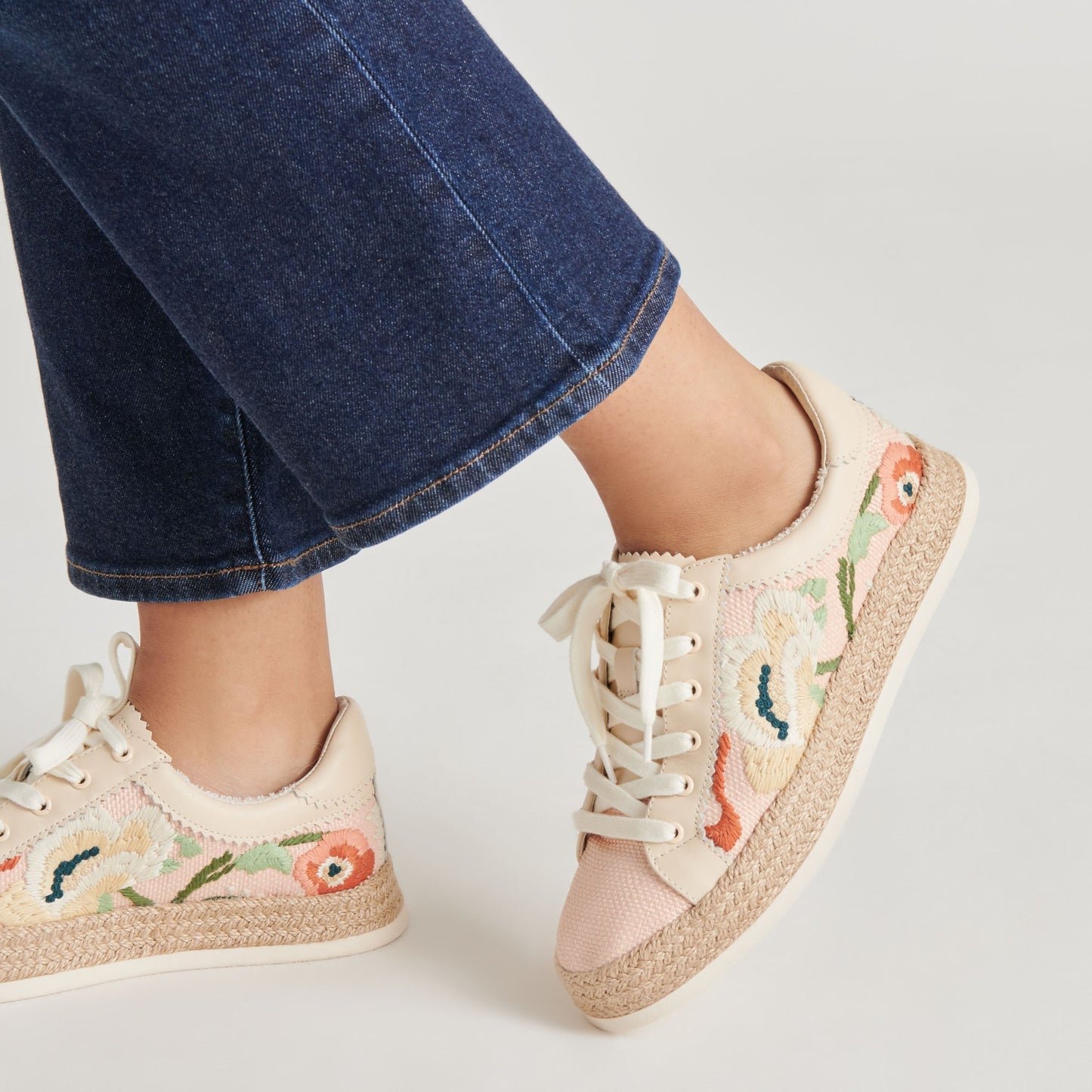 Azalia Pink Floral Raffia Sneakers Dolce Vita
