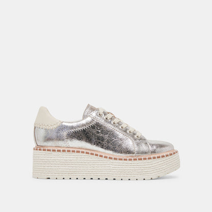 TWAIN SNEAKERS SILVER CRACKLED LEATHER Dolce Vita