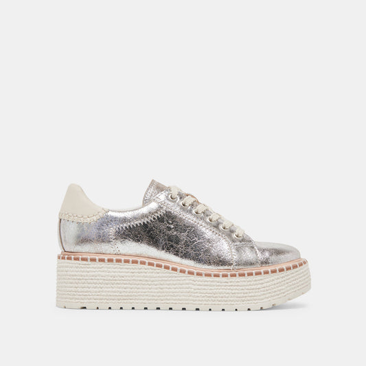 TWAIN SNEAKERS SILVER CRACKLED LEATHER Dolce Vita