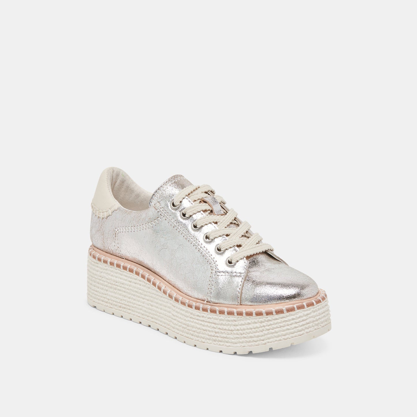 TWAIN SNEAKERS SILVER CRACKLED LEATHER Dolce Vita