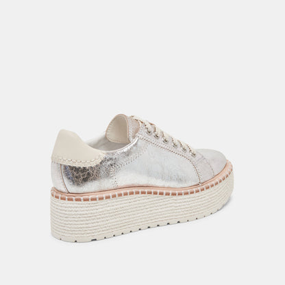 TWAIN SNEAKERS SILVER CRACKLED LEATHER Dolce Vita
