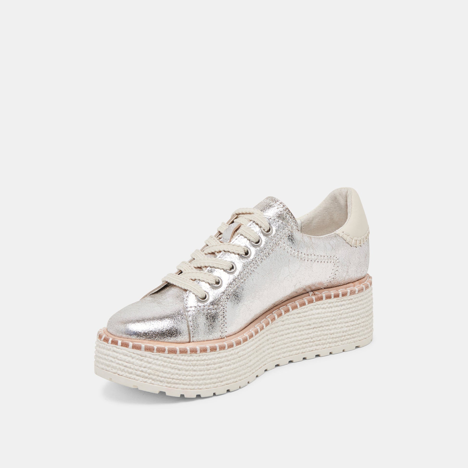 TWAIN SNEAKERS SILVER CRACKLED LEATHER Dolce Vita