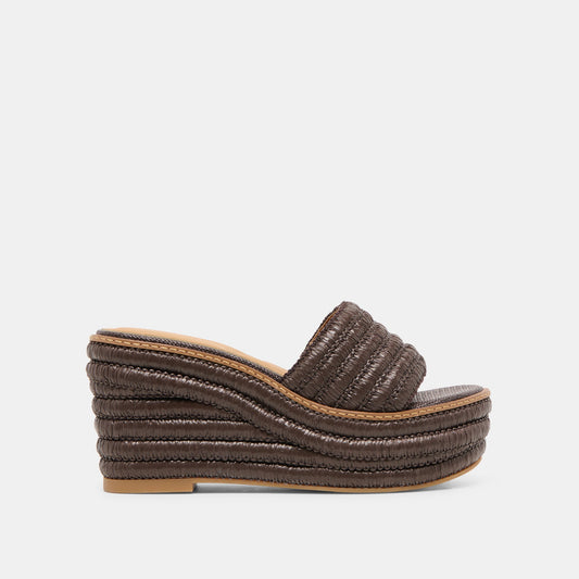 Throne Chocolate Raffia Wedges Dolce Vita