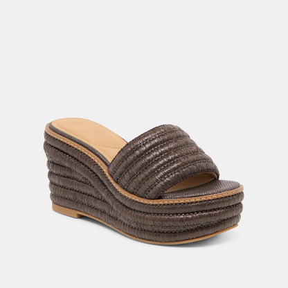 Throne Chocolate Raffia Wedges Dolce Vita