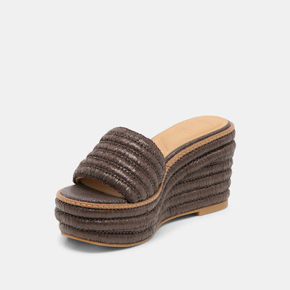 Throne Chocolate Raffia Wedges Dolce Vita