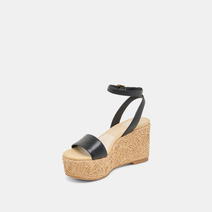 TALISA WEDGES BLACK LEATHER Dolce Vita