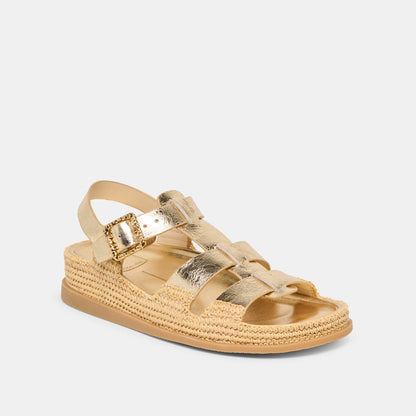 Shenna Gold Distressed Leather Sandals Dolce Vita