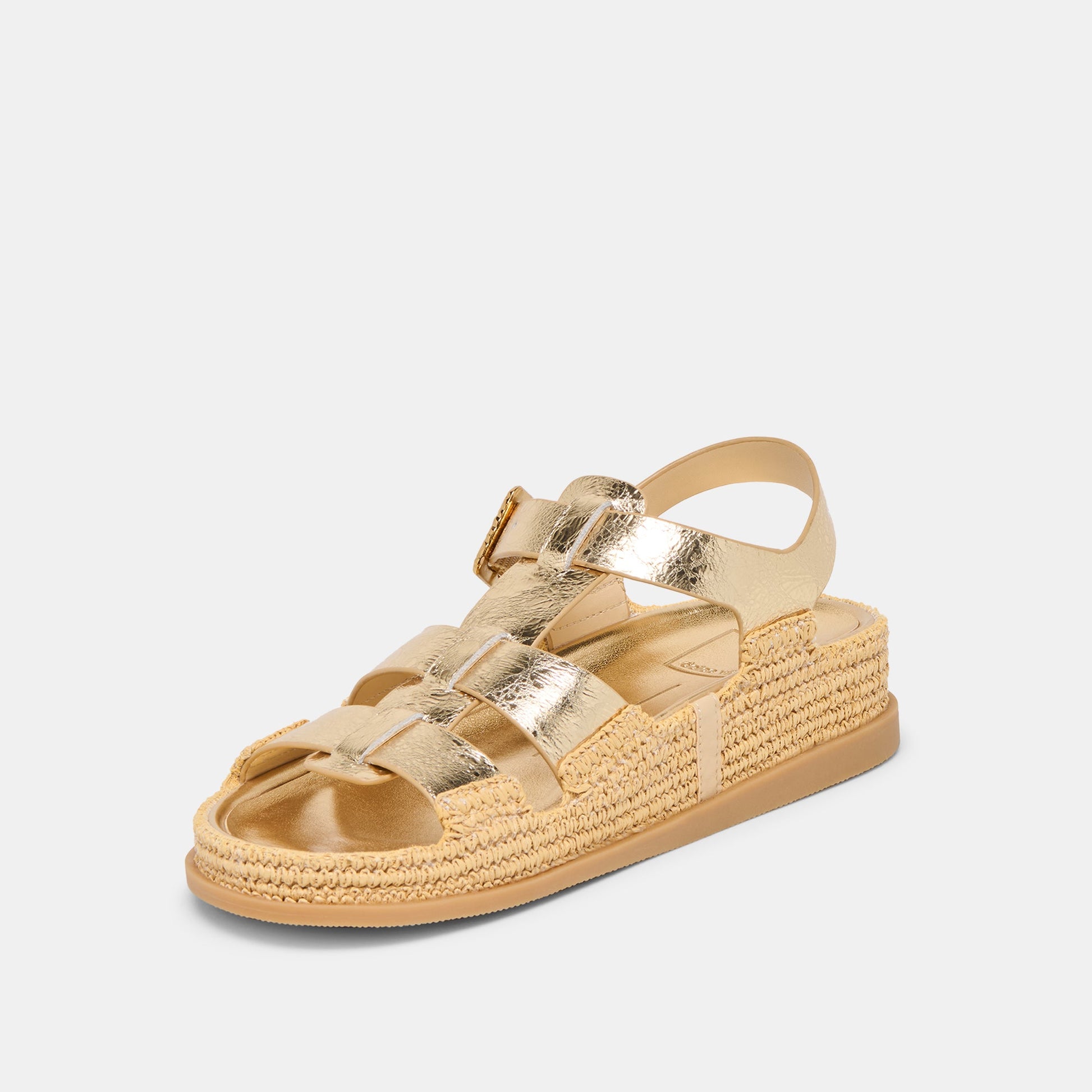 Shenna Gold Distressed Leather Sandals Dolce Vita