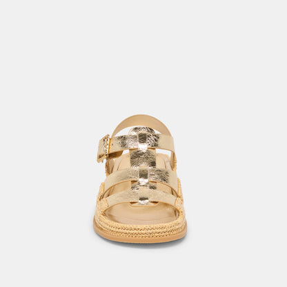 Shenna Gold Distressed Leather Sandals Dolce Vita