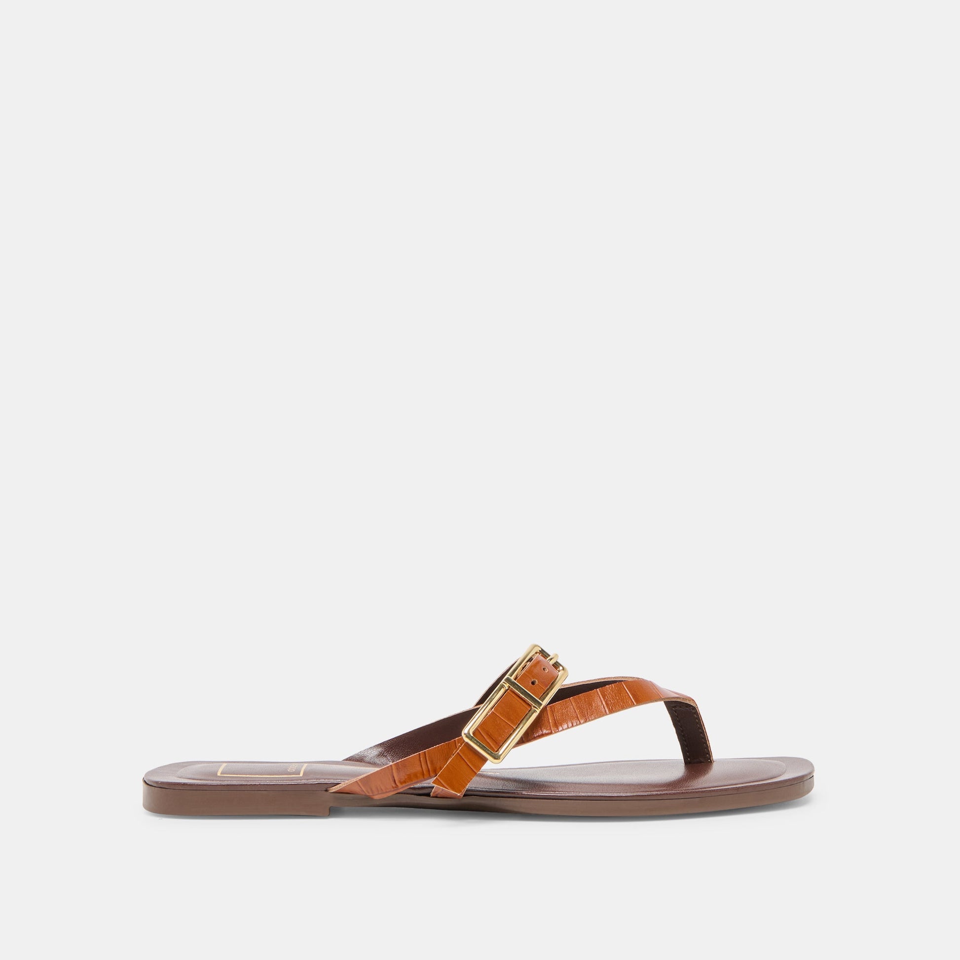 Piers Cognac Croco Embossed Leather Sandals Dolce Vita