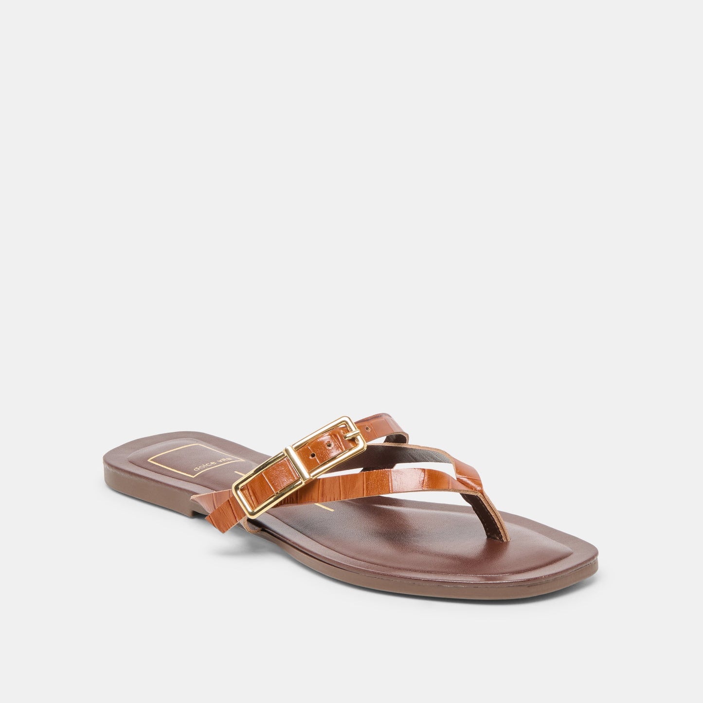 Piers Cognac Croco Embossed Leather Sandals Dolce Vita
