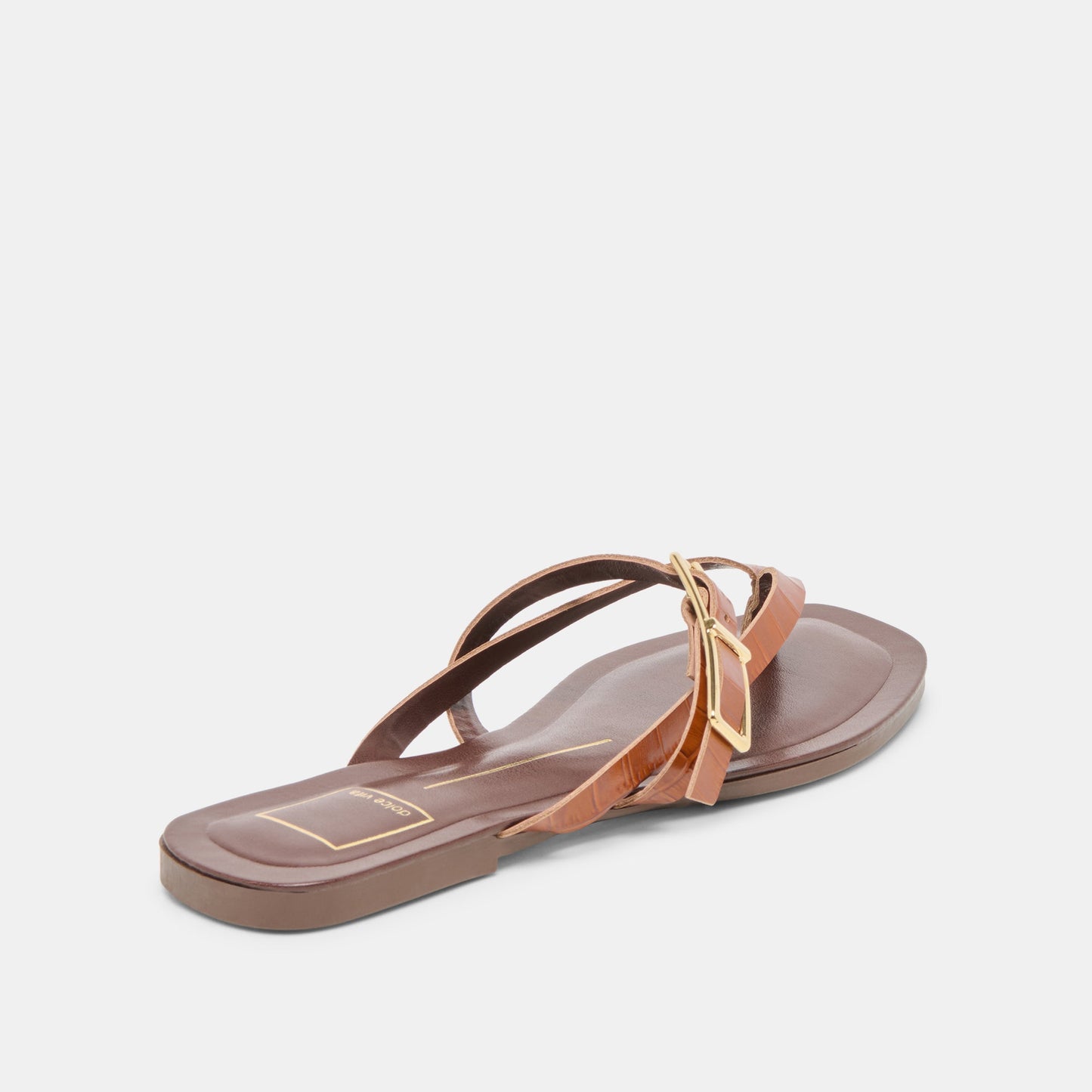 Piers Cognac Croco Embossed Leather Sandals Dolce Vita