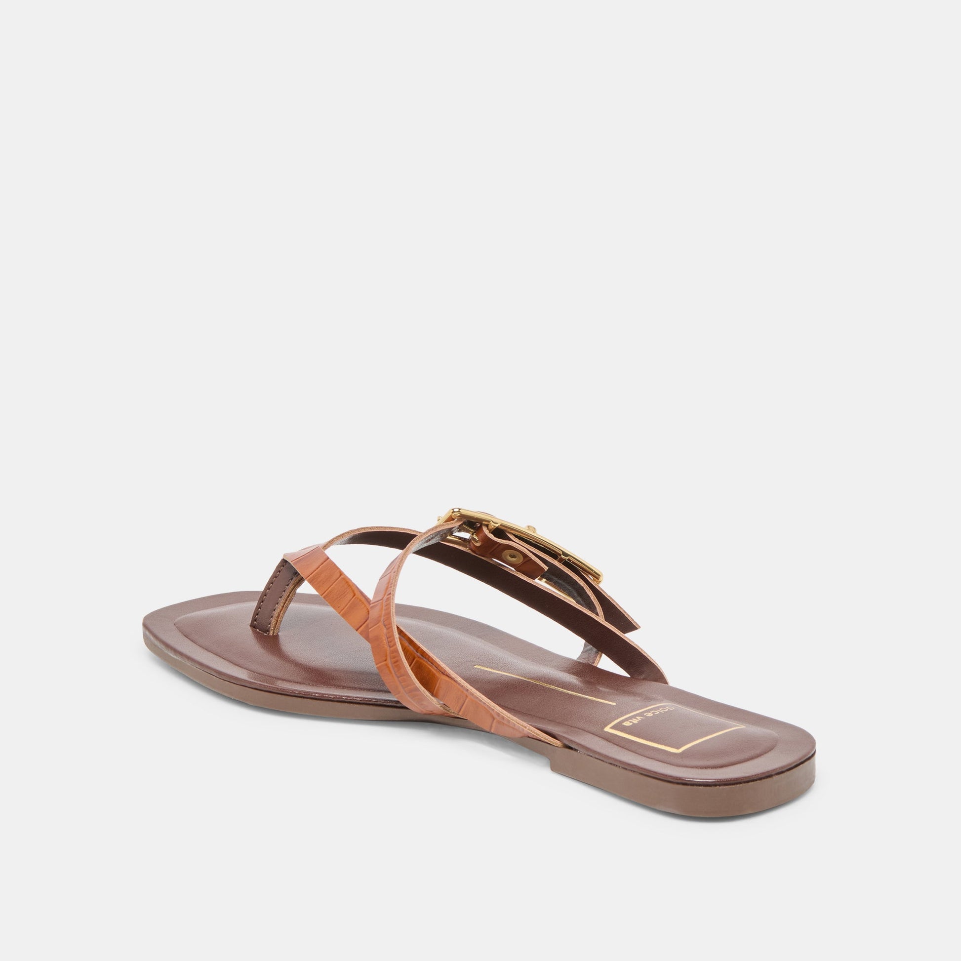 Piers Cognac Croco Embossed Leather Sandals Dolce Vita