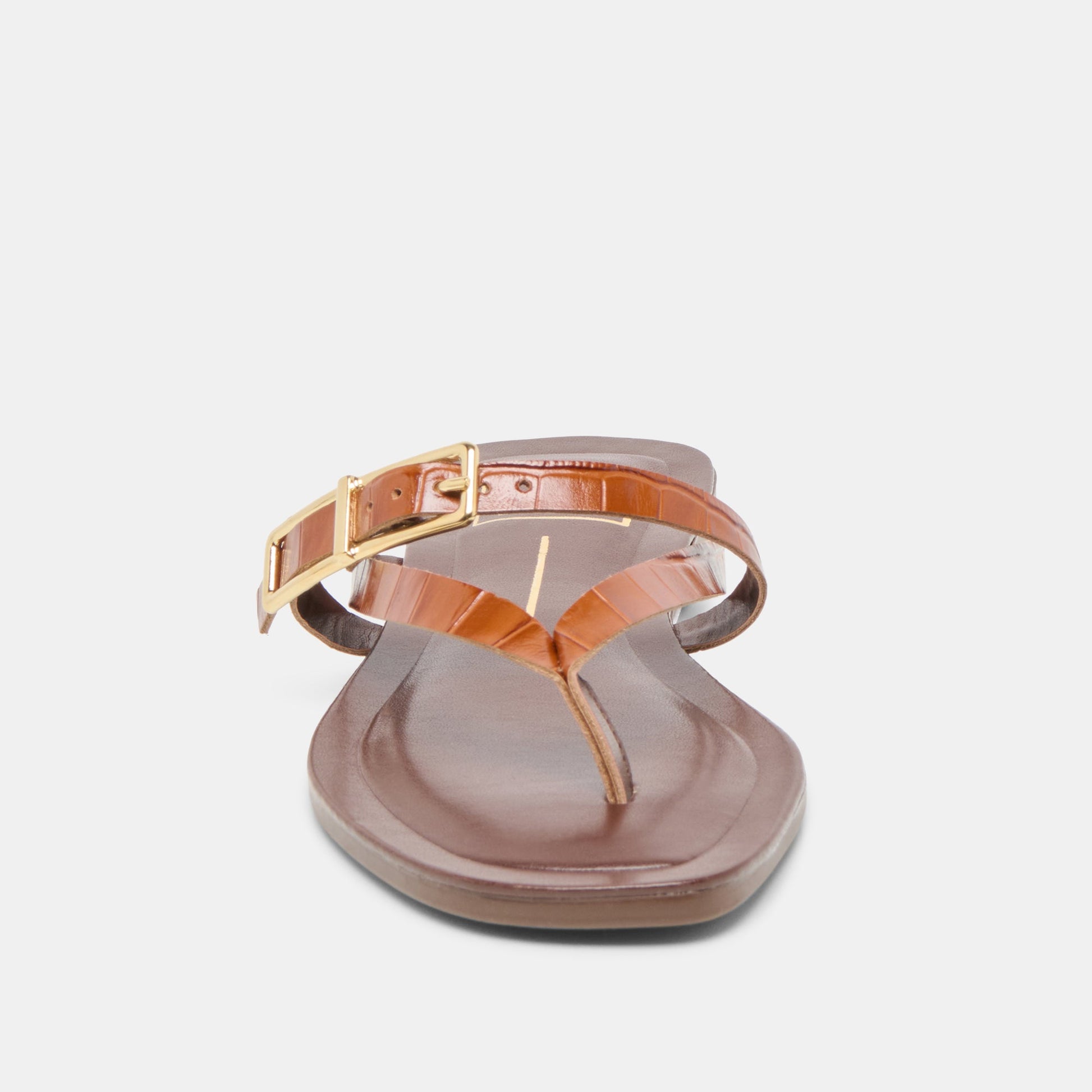 Piers Cognac Croco Embossed Leather Sandals Dolce Vita