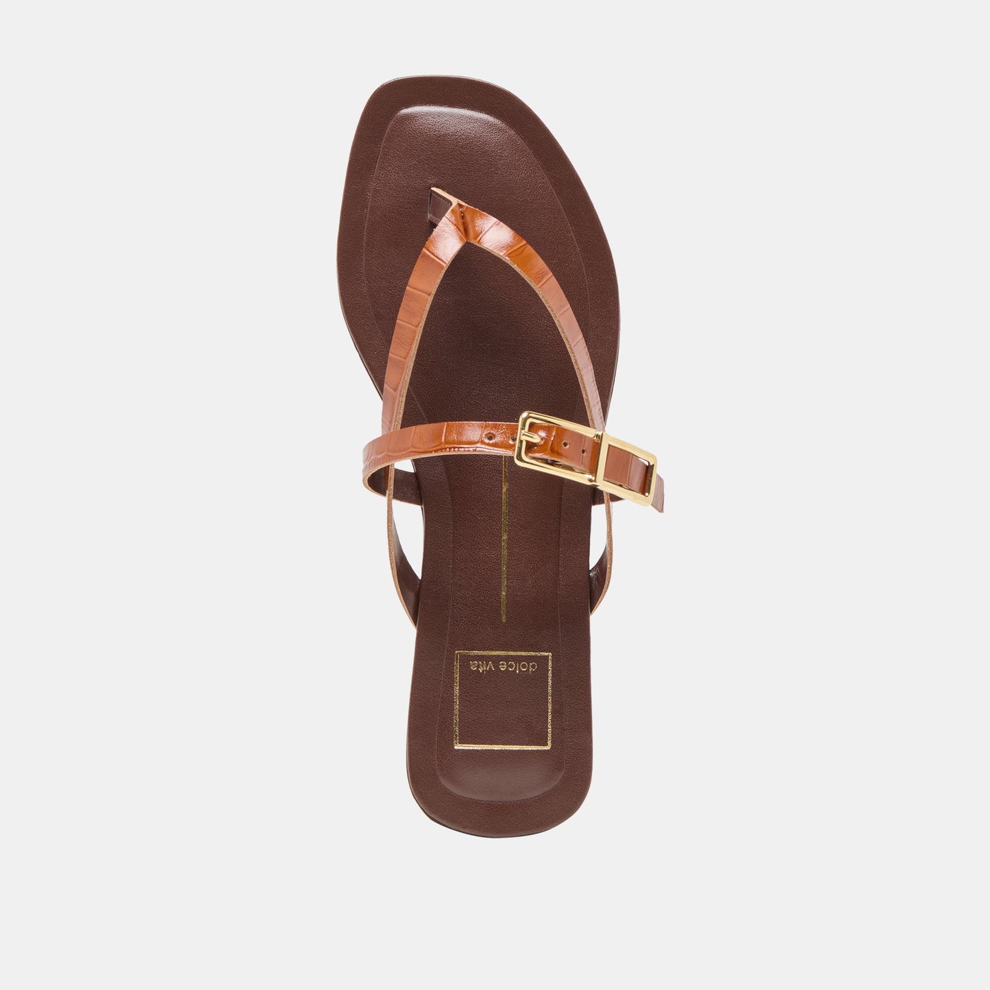 Piers Cognac Croco Embossed Leather Sandals Dolce Vita