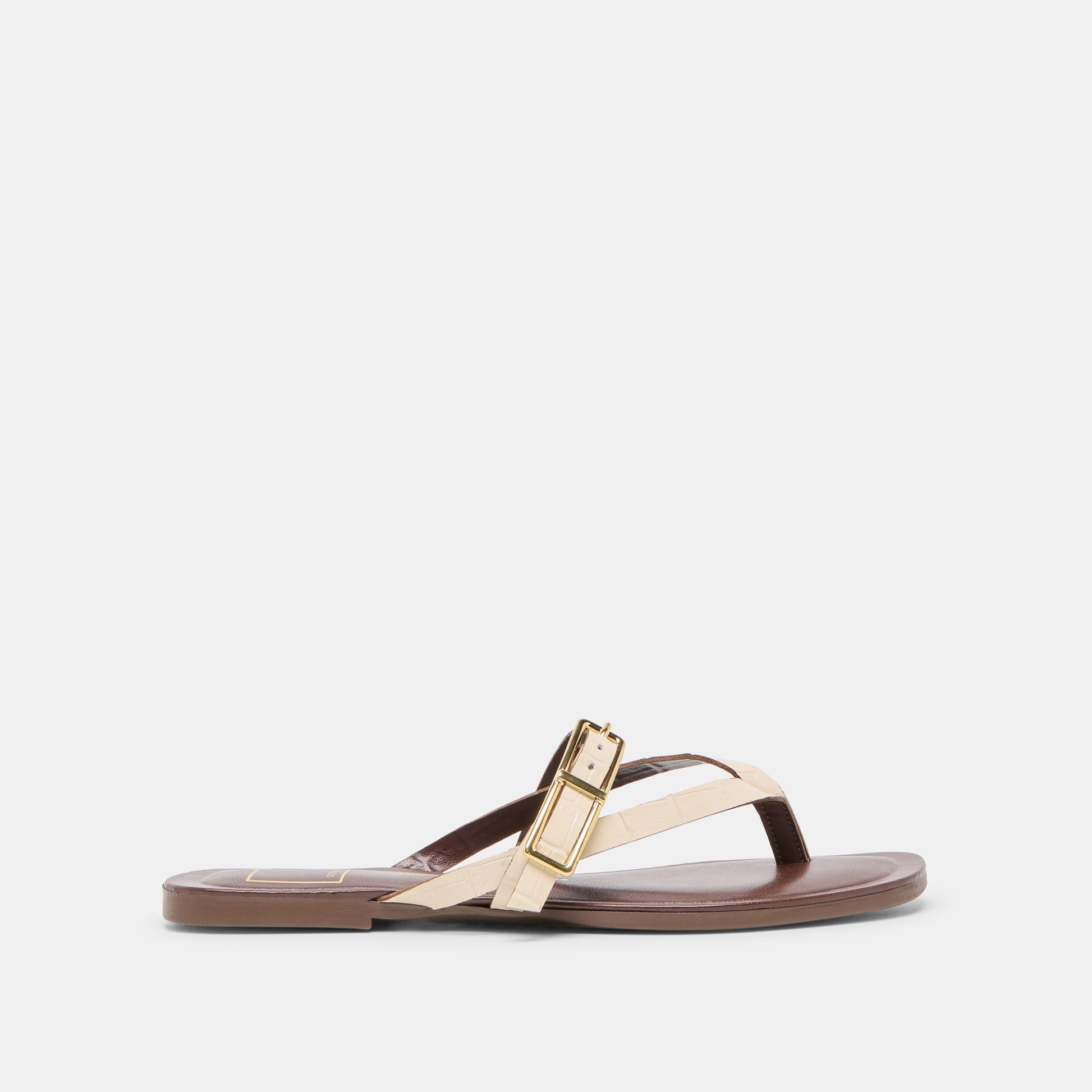 Piers Beige Croco Embossed Leather Sandals Dolce Vita
