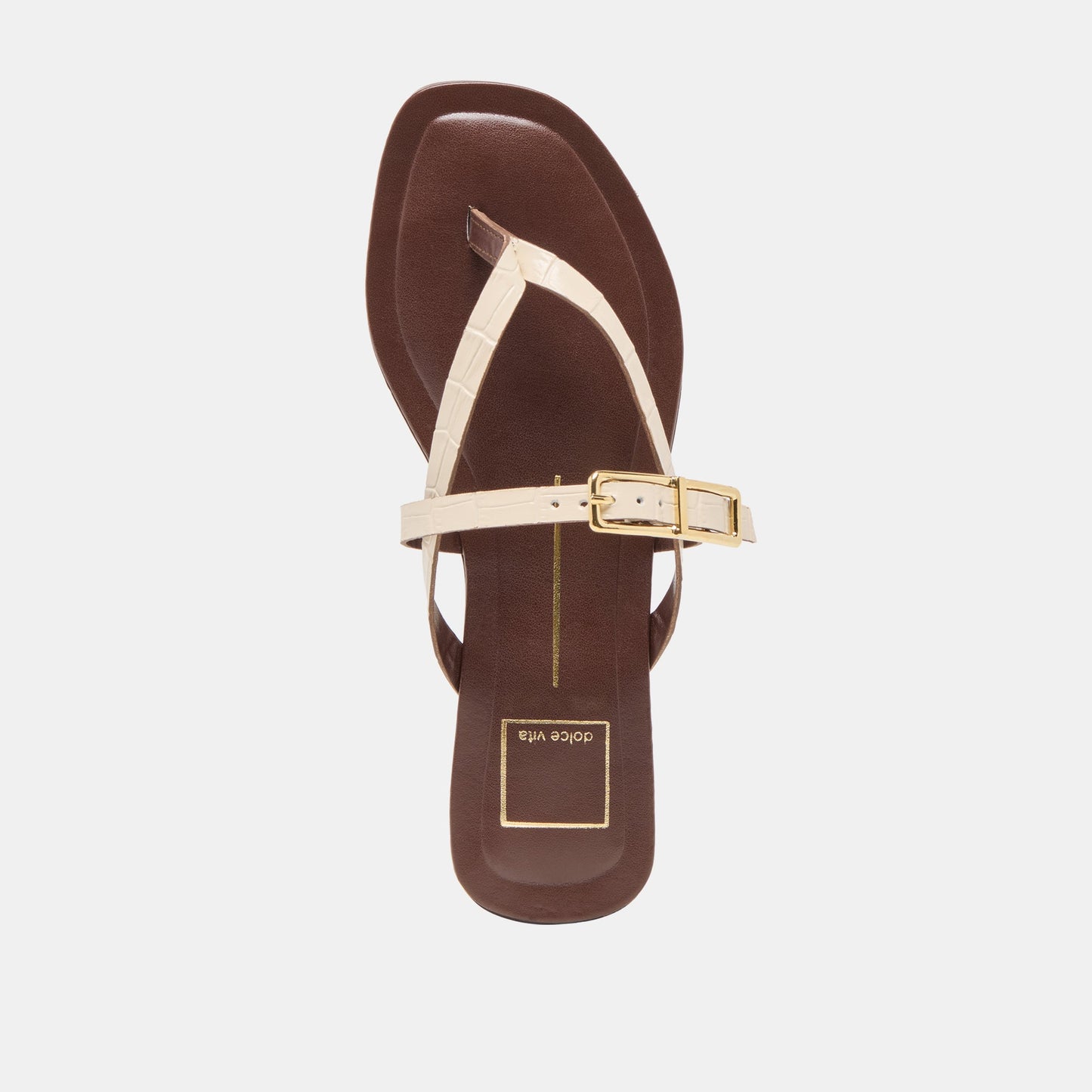 Piers Beige Croco Embossed Leather Sandals Dolce Vita