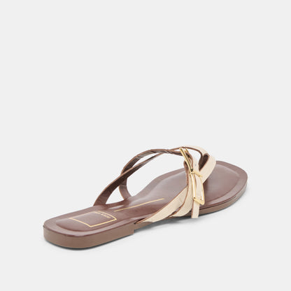 Piers Beige Croco Embossed Leather Sandals Dolce Vita