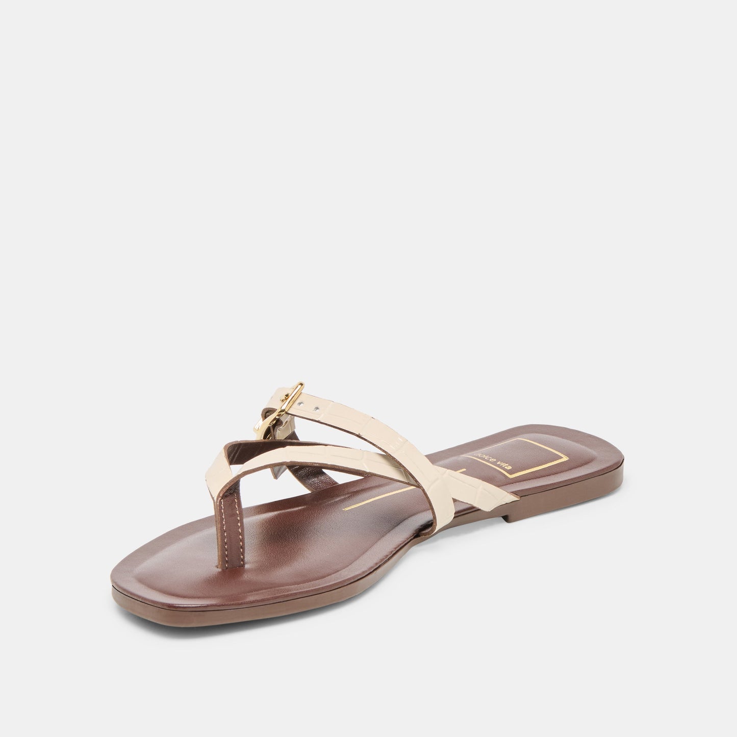 Piers Beige Croco Embossed Leather Sandals Dolce Vita