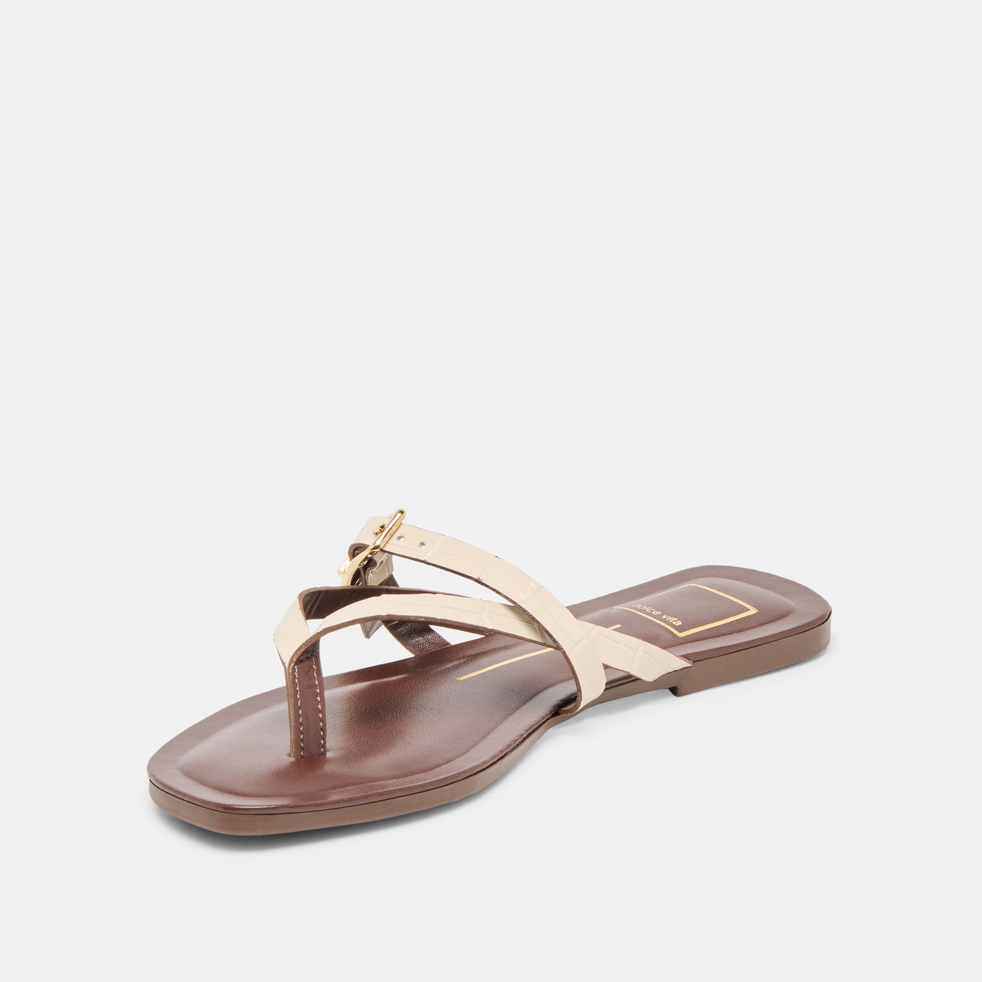 Piers Beige Croco Embossed Leather Sandals Dolce Vita