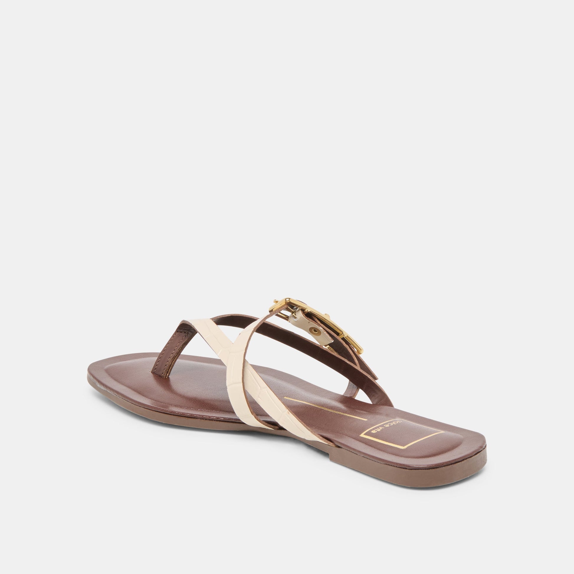 Piers Beige Croco Embossed Leather Sandals Dolce Vita