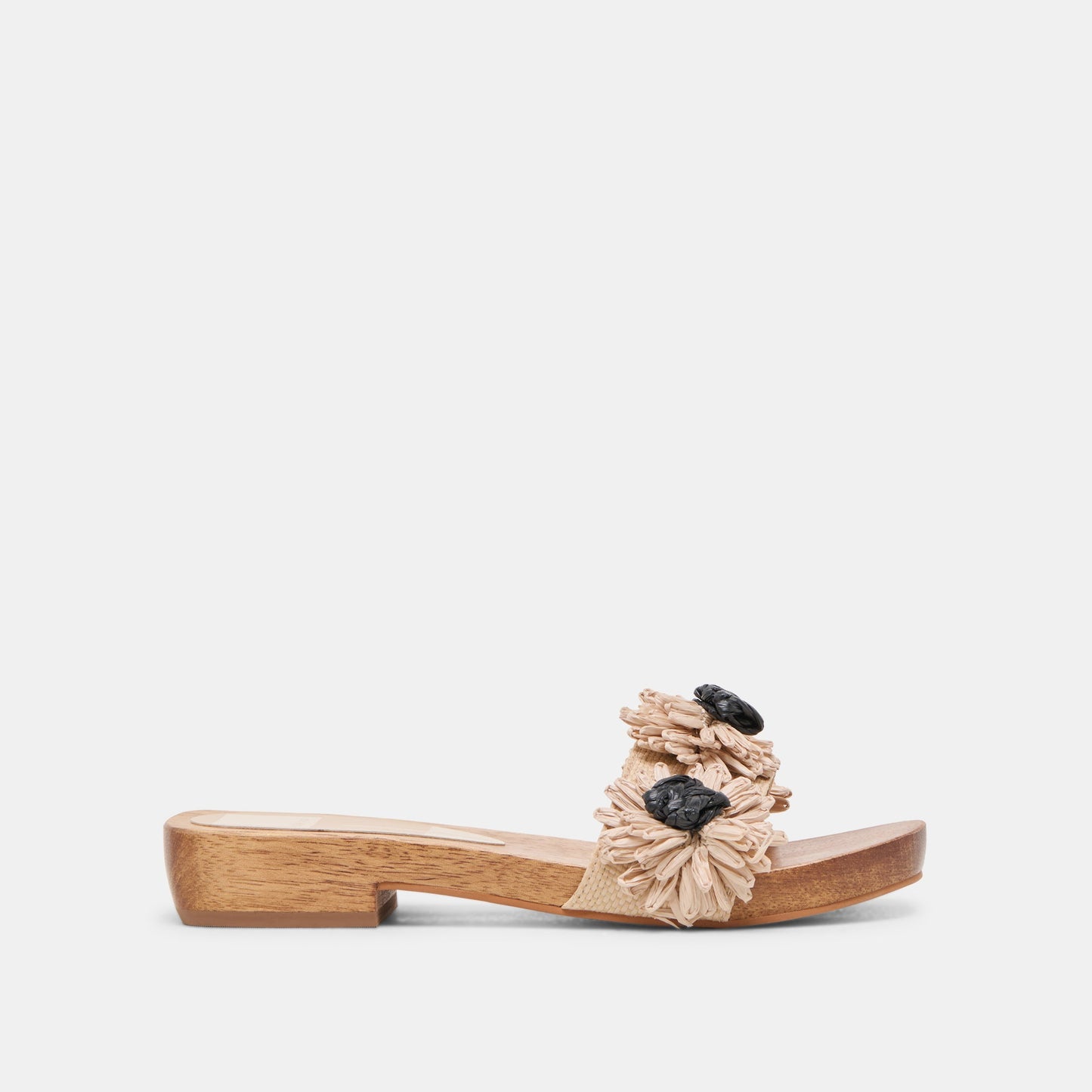 Ariena Black Natural Floral Raffia Sandals Dolce Vita