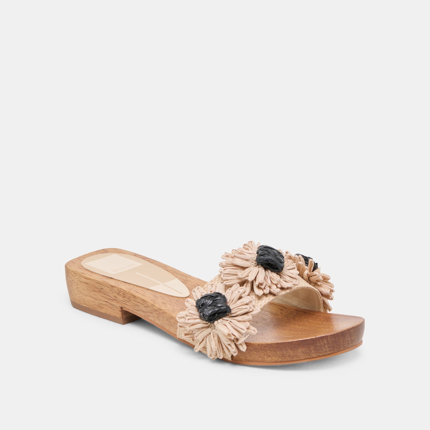 Ariena Black Natural Floral Raffia Sandals Dolce Vita