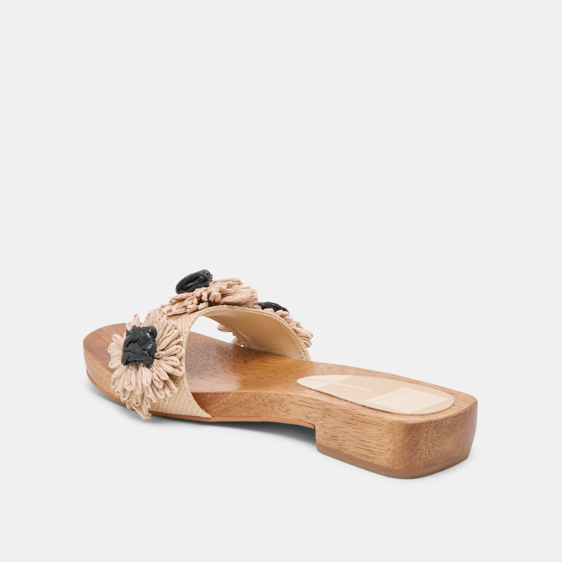Ariena Black Natural Floral Raffia Sandals Dolce Vita