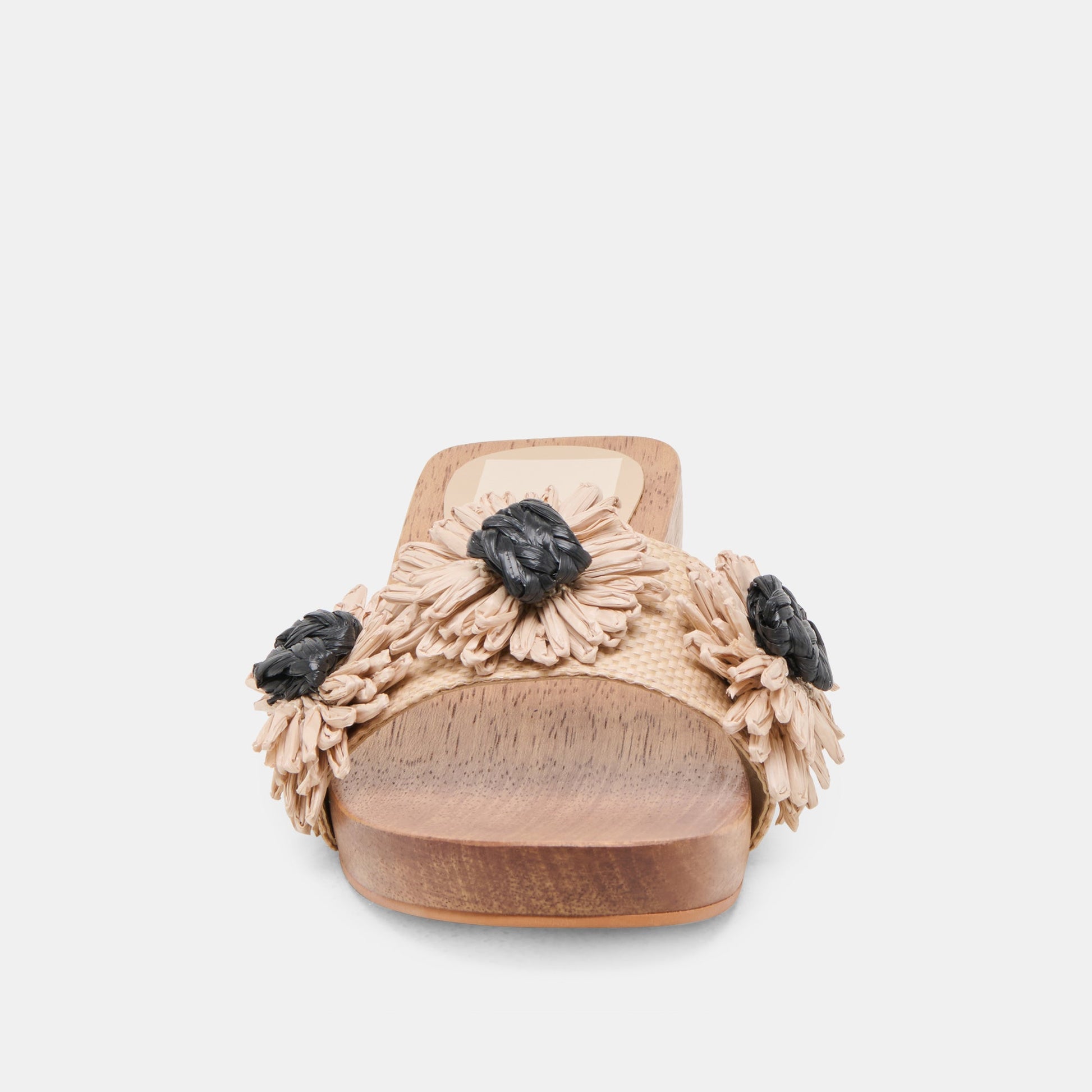 Ariena Black Natural Floral Raffia Sandals Dolce Vita