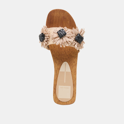 Ariena Black Natural Floral Raffia Sandals Dolce Vita