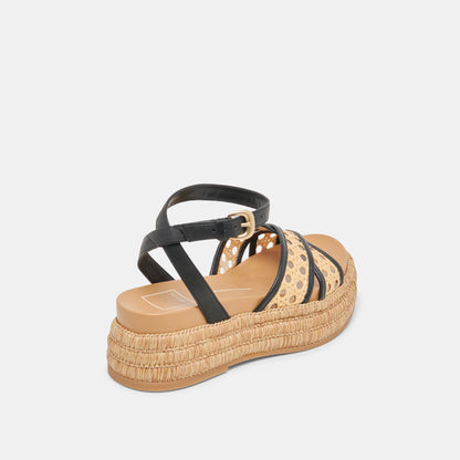 WRILEY SANDALS BLACK WOVEN RAFFIA Dolce Vita