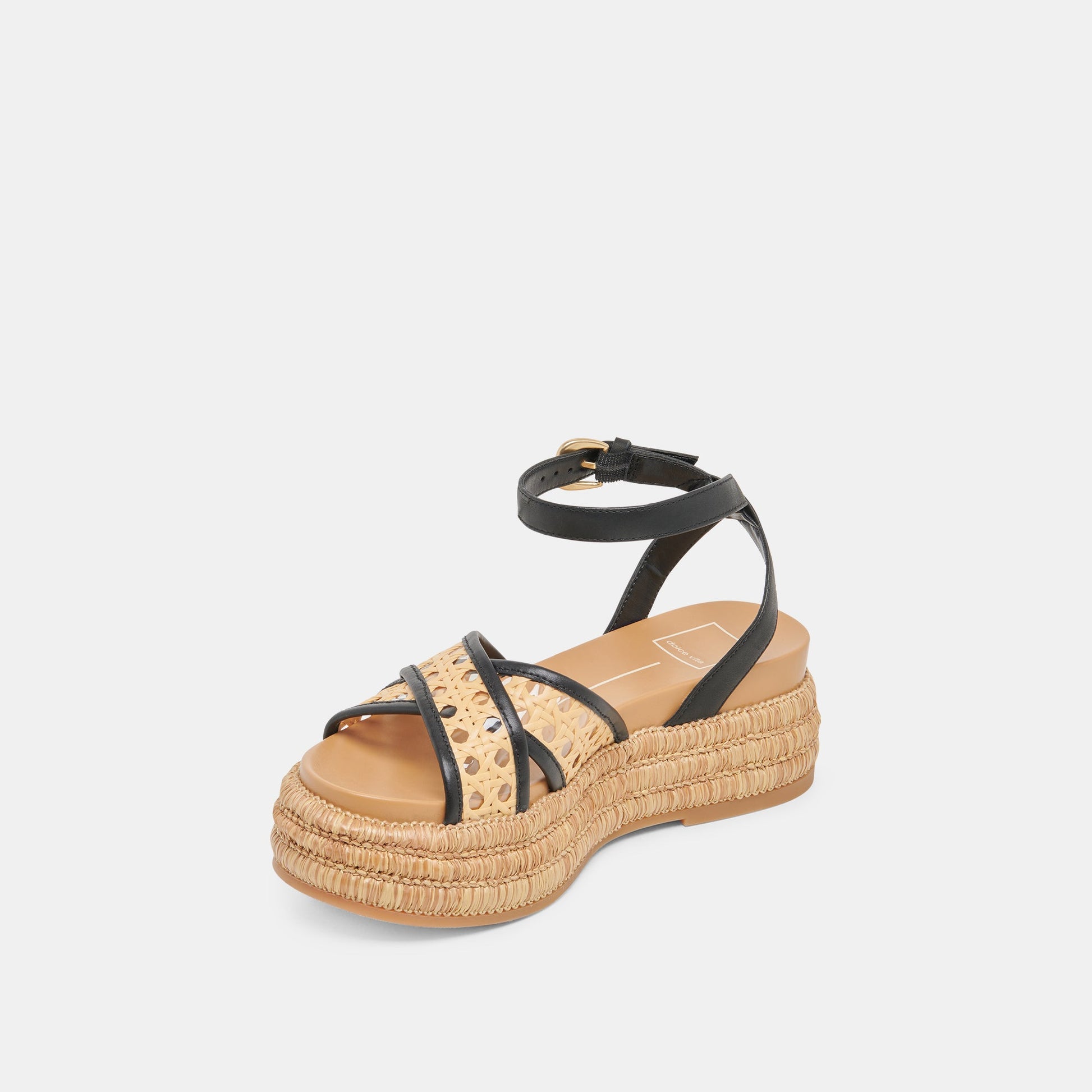 WRILEY SANDALS BLACK WOVEN RAFFIA Dolce Vita