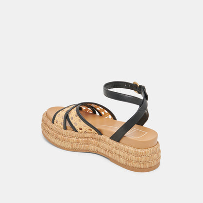 WRILEY SANDALS BLACK WOVEN RAFFIA Dolce Vita