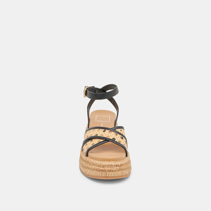 WRILEY SANDALS BLACK WOVEN RAFFIA Dolce Vita